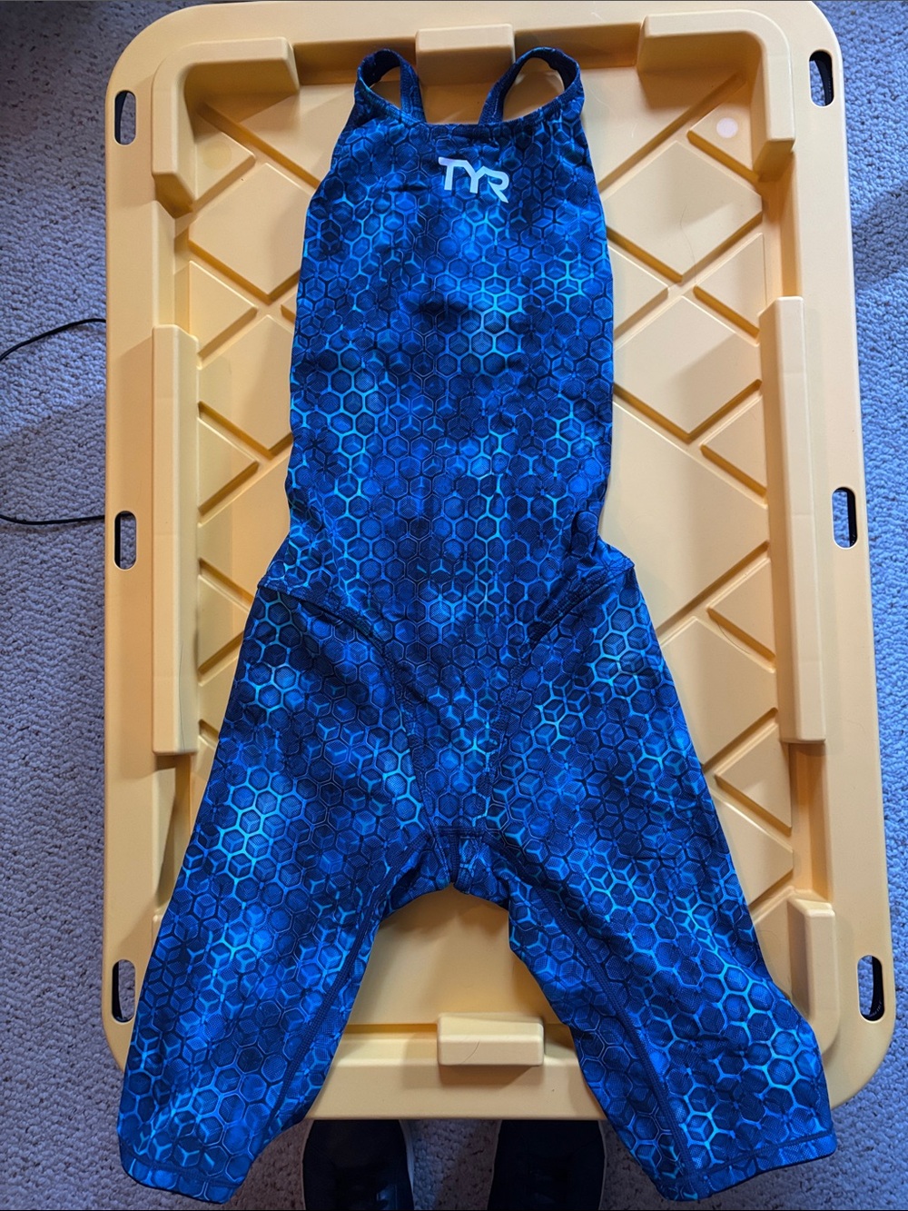 TYR Blue Hex-Print One-Piece Racing Suit size 32